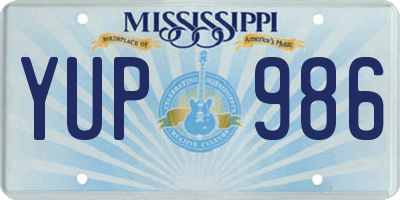 MS license plate YUP986