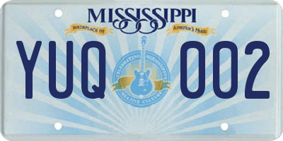 MS license plate YUQ002
