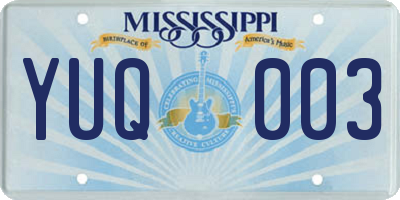 MS license plate YUQ003