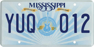 MS license plate YUQ012