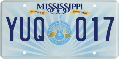 MS license plate YUQ017