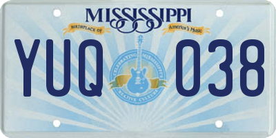 MS license plate YUQ038