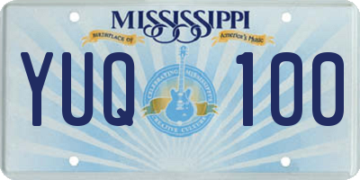 MS license plate YUQ100