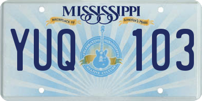 MS license plate YUQ103