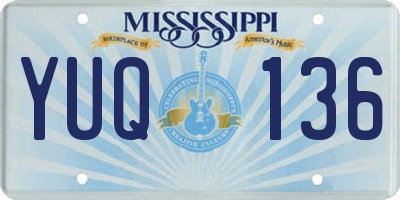 MS license plate YUQ136