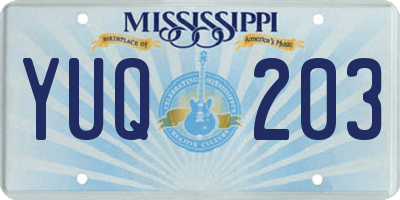 MS license plate YUQ203