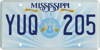 MS license plate YUQ205