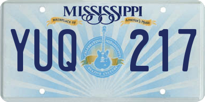 MS license plate YUQ217