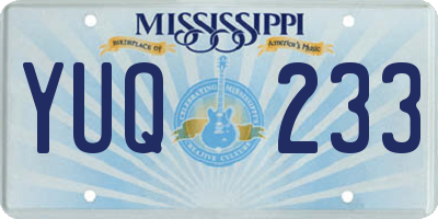 MS license plate YUQ233