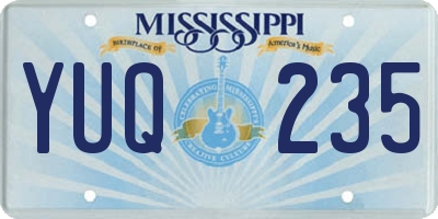 MS license plate YUQ235
