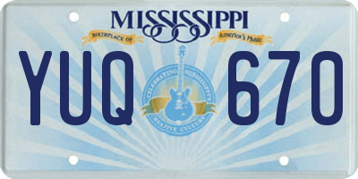 MS license plate YUQ670