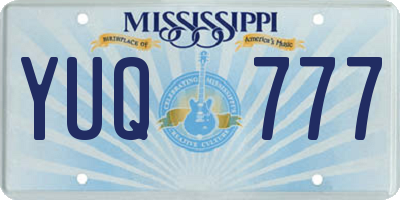 MS license plate YUQ777
