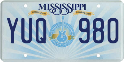 MS license plate YUQ980