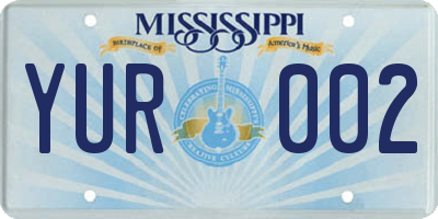 MS license plate YUR002