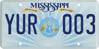 MS license plate YUR003
