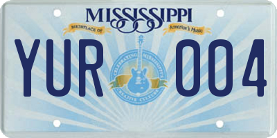MS license plate YUR004