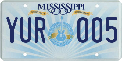MS license plate YUR005