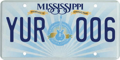 MS license plate YUR006