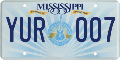 MS license plate YUR007