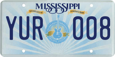 MS license plate YUR008