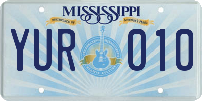 MS license plate YUR010