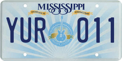 MS license plate YUR011
