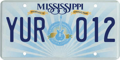MS license plate YUR012