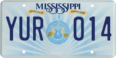 MS license plate YUR014