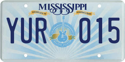 MS license plate YUR015