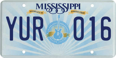 MS license plate YUR016