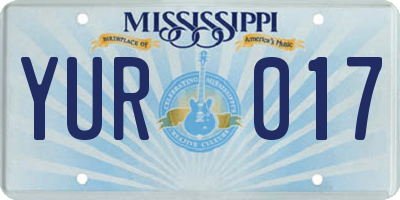 MS license plate YUR017