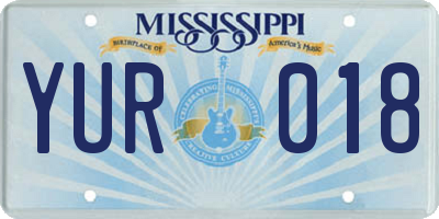 MS license plate YUR018