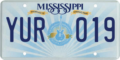 MS license plate YUR019