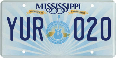 MS license plate YUR020