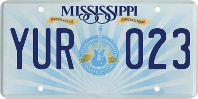 MS license plate YUR023