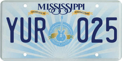 MS license plate YUR025