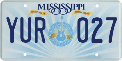 MS license plate YUR027