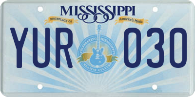 MS license plate YUR030