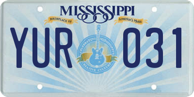 MS license plate YUR031