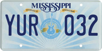 MS license plate YUR032