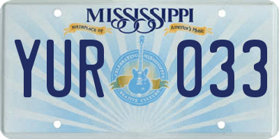 MS license plate YUR033