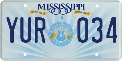 MS license plate YUR034