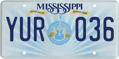 MS license plate YUR036