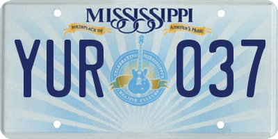 MS license plate YUR037