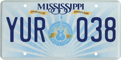 MS license plate YUR038