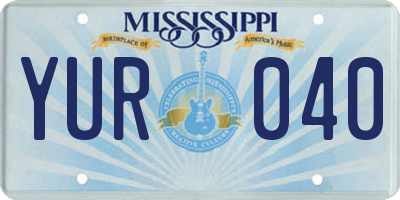 MS license plate YUR040