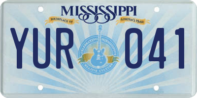 MS license plate YUR041