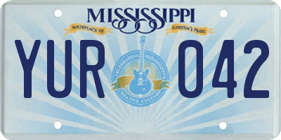 MS license plate YUR042