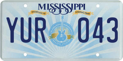 MS license plate YUR043