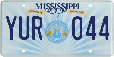 MS license plate YUR044